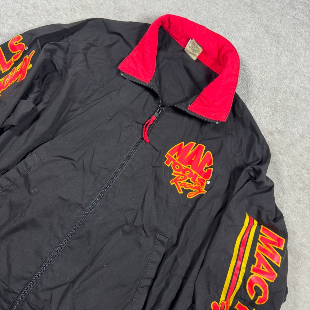 Swingster Jacket Mens L Black Mac Tools Racing Vintage Windbreaker 3956 USA Made